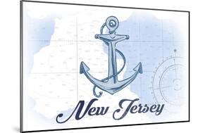 New Jersey - Anchor - Blue - Coastal Icon-Lantern Press-Mounted Art Print