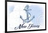 New Jersey - Anchor - Blue - Coastal Icon-Lantern Press-Framed Art Print