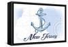 New Jersey - Anchor - Blue - Coastal Icon-Lantern Press-Framed Stretched Canvas