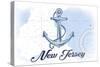 New Jersey - Anchor - Blue - Coastal Icon-Lantern Press-Stretched Canvas