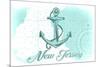 New Jersey - Anchor - Teal - Coastal Icon-Lantern Press-Mounted Art Print