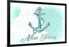 New Jersey - Anchor - Teal - Coastal Icon-Lantern Press-Framed Art Print