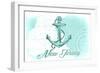 New Jersey - Anchor - Teal - Coastal Icon-Lantern Press-Framed Art Print