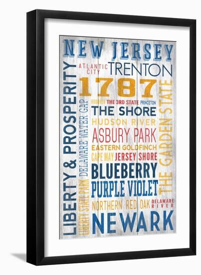 New Jersey - Barnwood Typography-Lantern Press-Framed Art Print