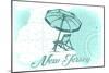 New Jersey - Beach Chair and Umbrella - Teal - Coastal Icon-Lantern Press-Mounted Art Print