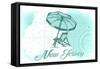 New Jersey - Beach Chair and Umbrella - Teal - Coastal Icon-Lantern Press-Framed Stretched Canvas