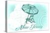 New Jersey - Beach Chair and Umbrella - Teal - Coastal Icon-Lantern Press-Stretched Canvas