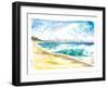 New Jersey Beach View with Breaking Waves and Manhattan Skyline-M. Bleichner-Framed Art Print