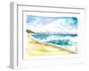 New Jersey Beach View with Breaking Waves and Manhattan Skyline-M. Bleichner-Framed Art Print