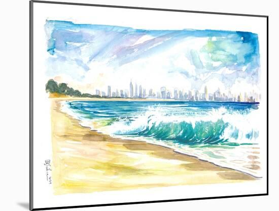 New Jersey Beach View with Breaking Waves and Manhattan Skyline-M. Bleichner-Mounted Art Print