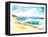 New Jersey Beach View with Breaking Waves and Manhattan Skyline-M. Bleichner-Framed Stretched Canvas