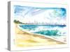 New Jersey Beach View with Breaking Waves and Manhattan Skyline-M. Bleichner-Stretched Canvas