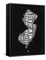 New Jersey Black and White Map-NaxArt-Framed Stretched Canvas
