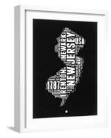 New Jersey Black and White Map-NaxArt-Framed Art Print