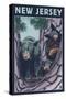 New Jersey - Black Bears in Tree-Lantern Press-Stretched Canvas
