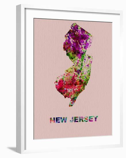 New Jersey Color Splatter Map-NaxArt-Framed Art Print