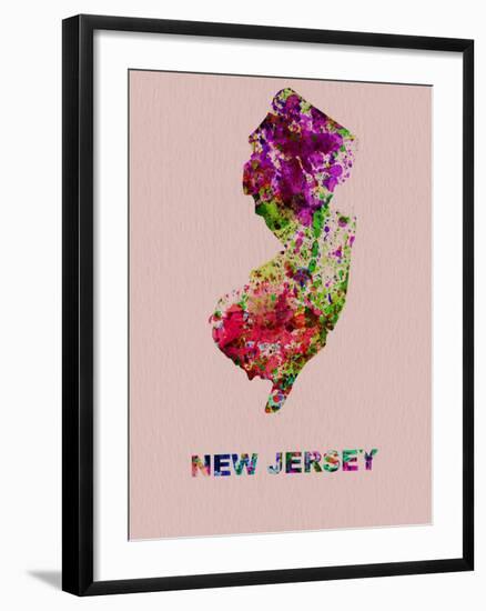 New Jersey Color Splatter Map-NaxArt-Framed Art Print