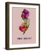New Jersey Color Splatter Map-NaxArt-Framed Art Print