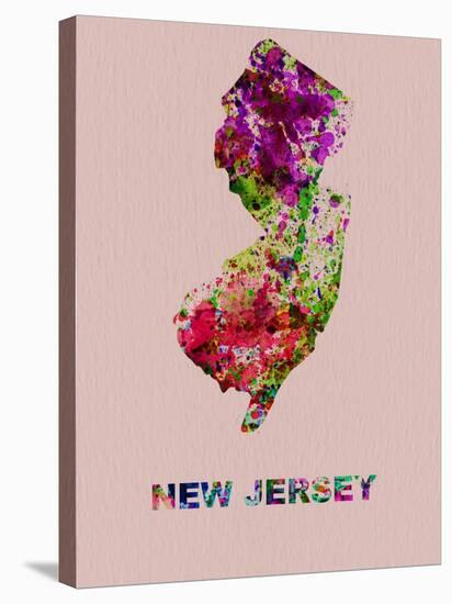 New Jersey Color Splatter Map-NaxArt-Stretched Canvas