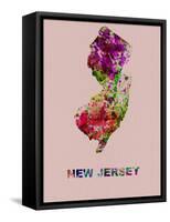 New Jersey Color Splatter Map-NaxArt-Framed Stretched Canvas