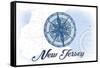 New Jersey - Compass - Blue - Coastal Icon-Lantern Press-Framed Stretched Canvas