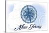 New Jersey - Compass - Blue - Coastal Icon-Lantern Press-Stretched Canvas