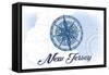 New Jersey - Compass - Blue - Coastal Icon-Lantern Press-Framed Stretched Canvas