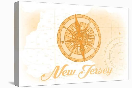 New Jersey - Compass - Yellow - Coastal Icon-Lantern Press-Stretched Canvas