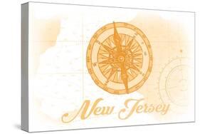 New Jersey - Compass - Yellow - Coastal Icon-Lantern Press-Stretched Canvas