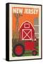 New Jersey - Country - Woodblock-Lantern Press-Framed Stretched Canvas