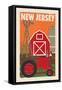 New Jersey - Country - Woodblock-Lantern Press-Framed Stretched Canvas