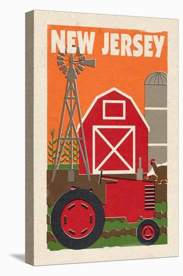 New Jersey - Country - Woodblock-Lantern Press-Stretched Canvas