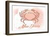 New Jersey - Crab - Coral - Coastal Icon-Lantern Press-Framed Art Print