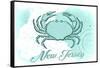 New Jersey - Crab - Teal - Coastal Icon-Lantern Press-Framed Stretched Canvas