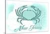 New Jersey - Crab - Teal - Coastal Icon-Lantern Press-Stretched Canvas