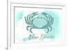 New Jersey - Crab - Teal - Coastal Icon-Lantern Press-Framed Premium Giclee Print