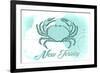 New Jersey - Crab - Teal - Coastal Icon-Lantern Press-Framed Premium Giclee Print