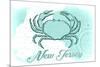 New Jersey - Crab - Teal - Coastal Icon-Lantern Press-Mounted Premium Giclee Print