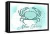 New Jersey - Crab - Teal - Coastal Icon-Lantern Press-Framed Stretched Canvas
