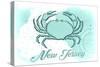 New Jersey - Crab - Teal - Coastal Icon-Lantern Press-Stretched Canvas