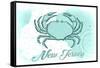 New Jersey - Crab - Teal - Coastal Icon-Lantern Press-Framed Stretched Canvas