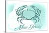New Jersey - Crab - Teal - Coastal Icon-Lantern Press-Stretched Canvas