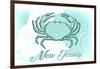 New Jersey - Crab - Teal - Coastal Icon-Lantern Press-Framed Art Print