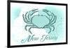 New Jersey - Crab - Teal - Coastal Icon-Lantern Press-Framed Art Print