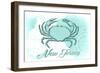 New Jersey - Crab - Teal - Coastal Icon-Lantern Press-Framed Art Print