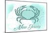 New Jersey - Crab - Teal - Coastal Icon-Lantern Press-Mounted Art Print