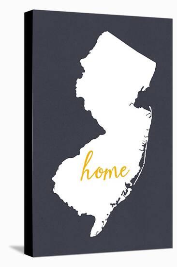 New Jersey - Home State - White on Gray-Lantern Press-Stretched Canvas