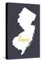 New Jersey - Home State - White on Gray-Lantern Press-Stretched Canvas