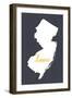 New Jersey - Home State - White on Gray-Lantern Press-Framed Art Print