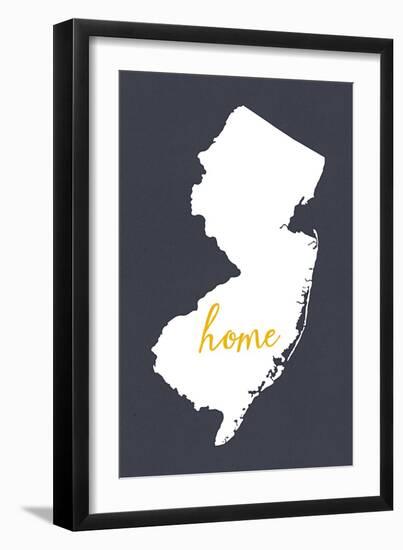 New Jersey - Home State - White on Gray-Lantern Press-Framed Art Print